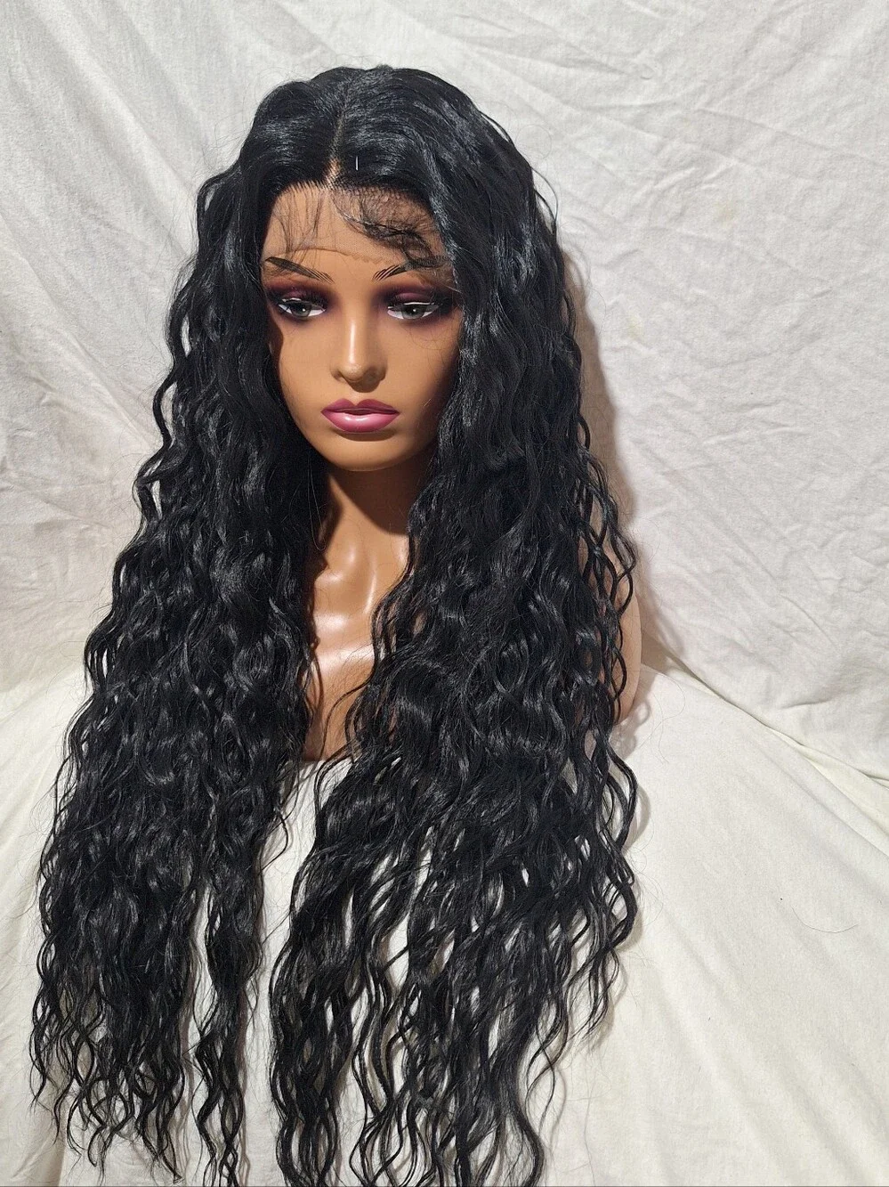 Luxury Long Wavy Lace Front Wig  Human Hair Blend.